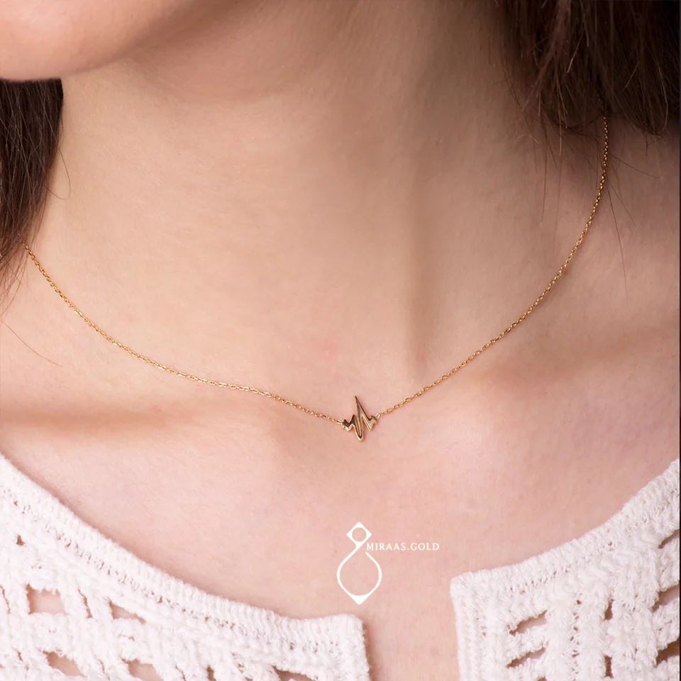 گردنبند طلا ظریف طرح نبض کد 159