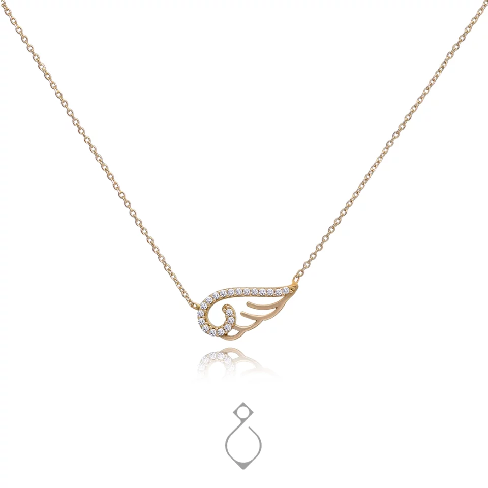 گردنبند طلا ظریف طرح تک بال کد 158