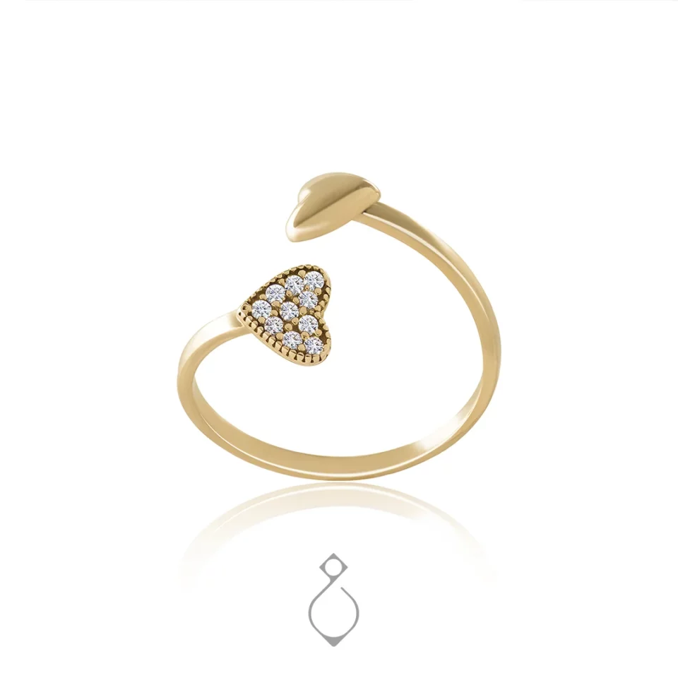 انگشتر طلا ظریف طرح دوقلب کد 108