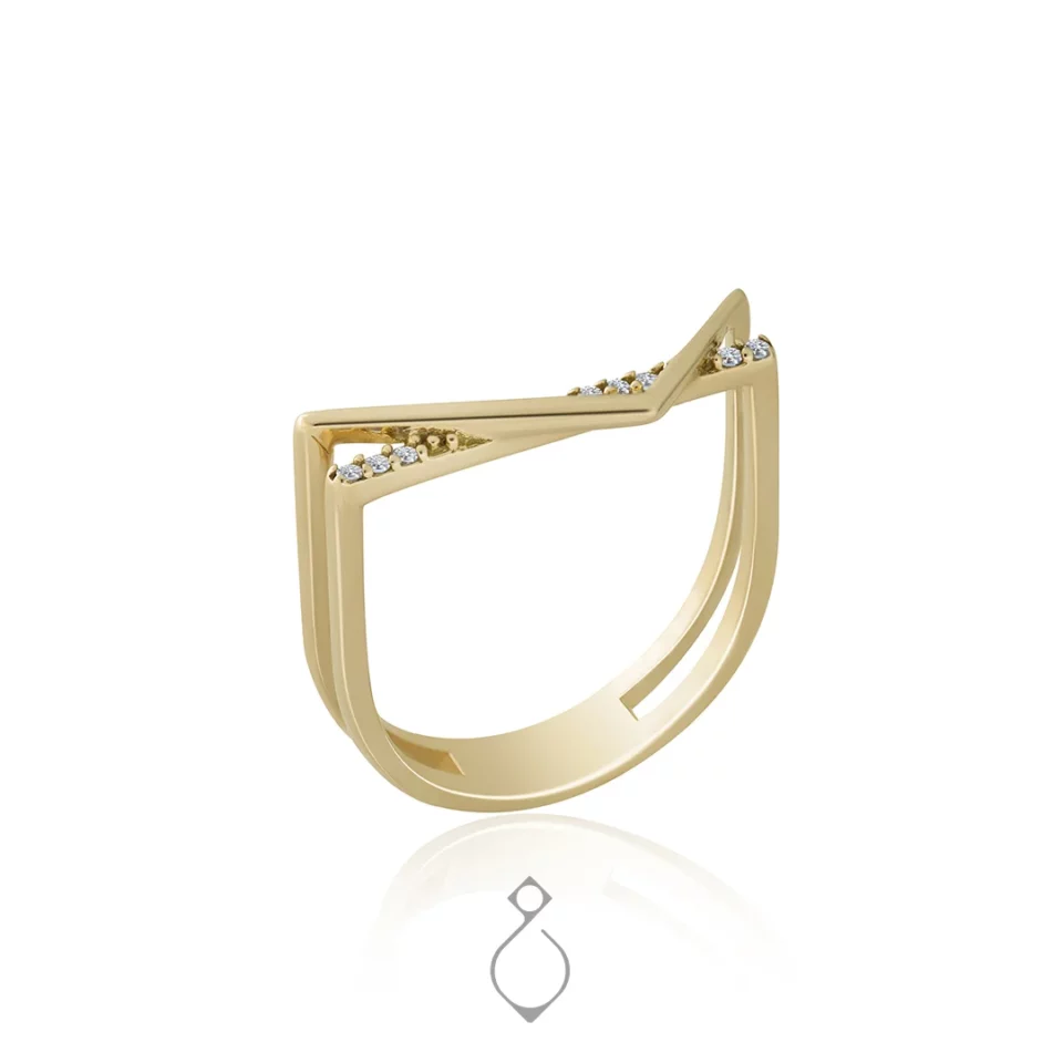 انگشتر طلا ظریف طرح لاین نگین کد 131