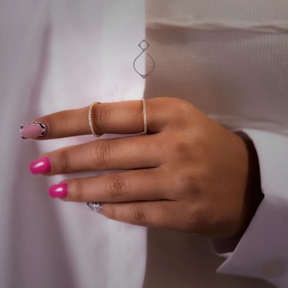 انگشتر طلا ظریف طرح موازی کد 123