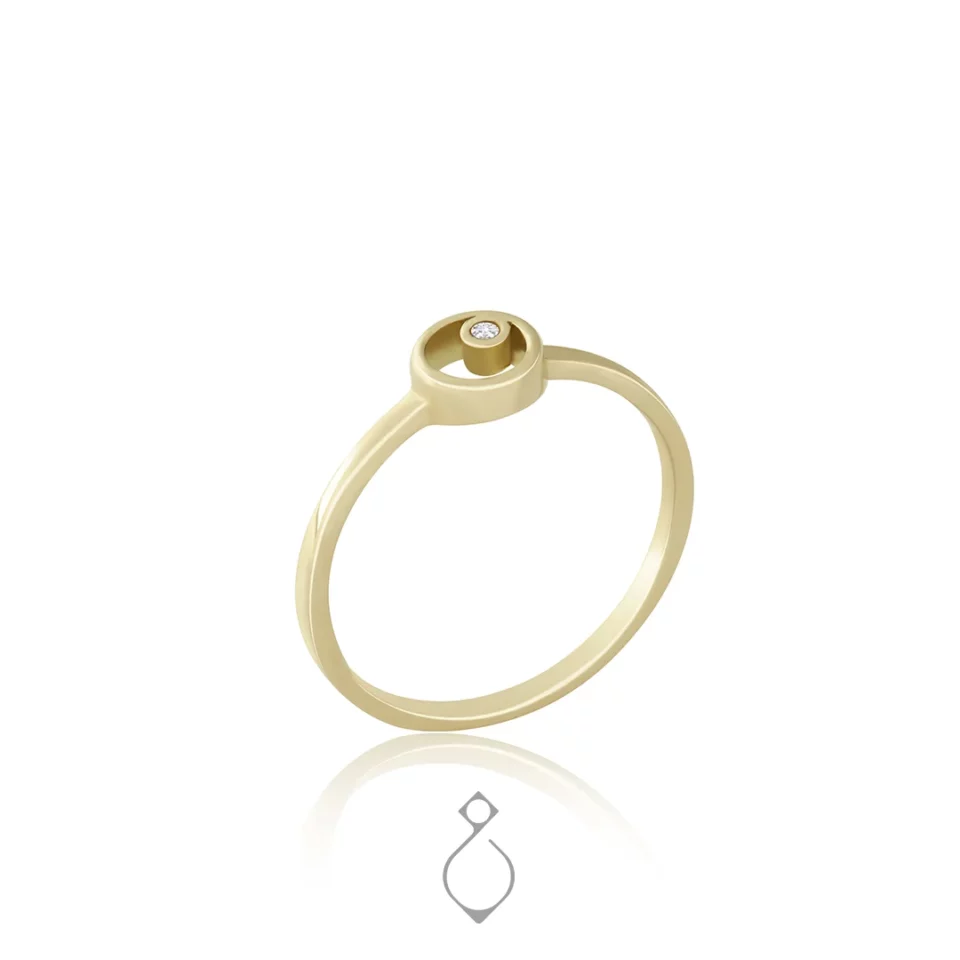 انگشتر طلا ظریف طرح دایره تک نگین کد 111