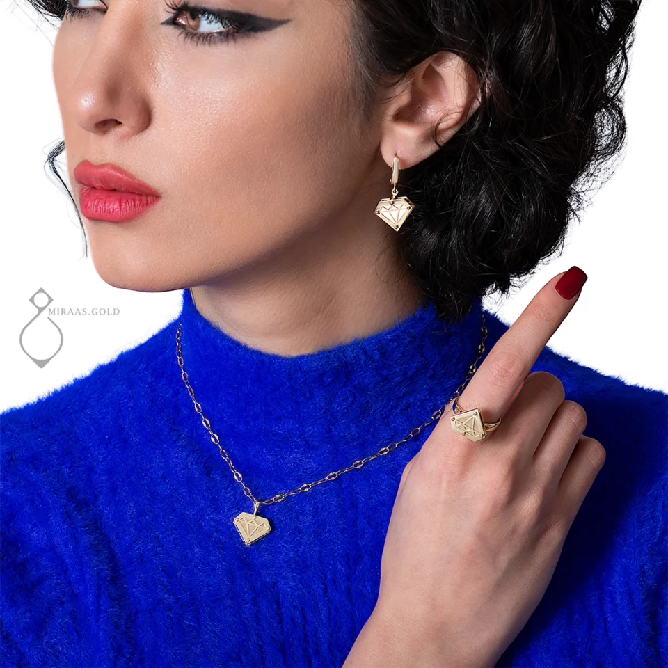 نیم ست طلا طرح الماس تخت کد 117