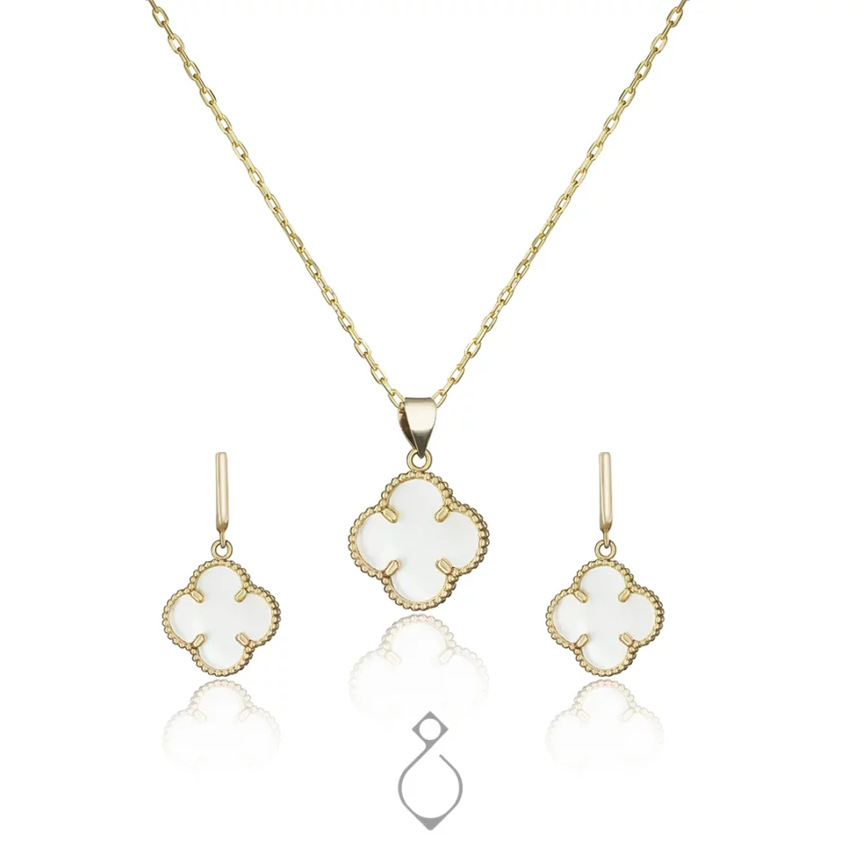 نیم ست طلا ونکلیف سفید کد 119