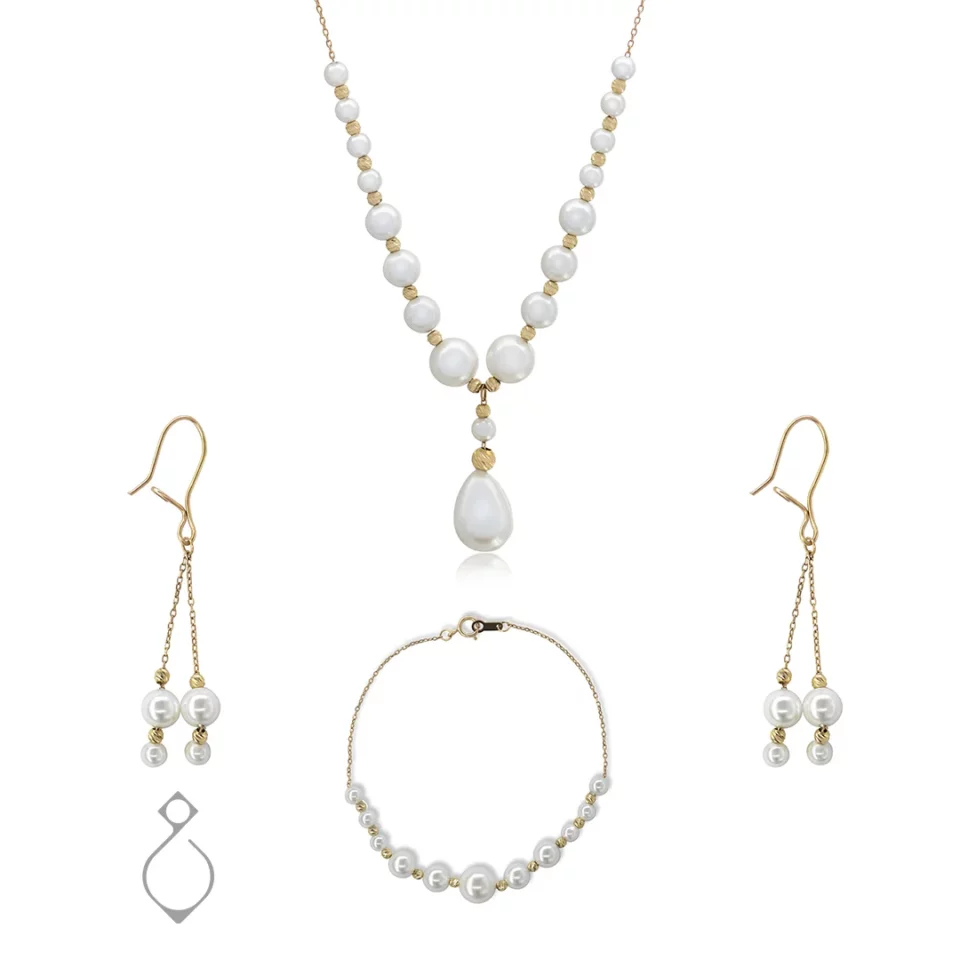 سرویس طلا مرواریدی ظریف کد 112