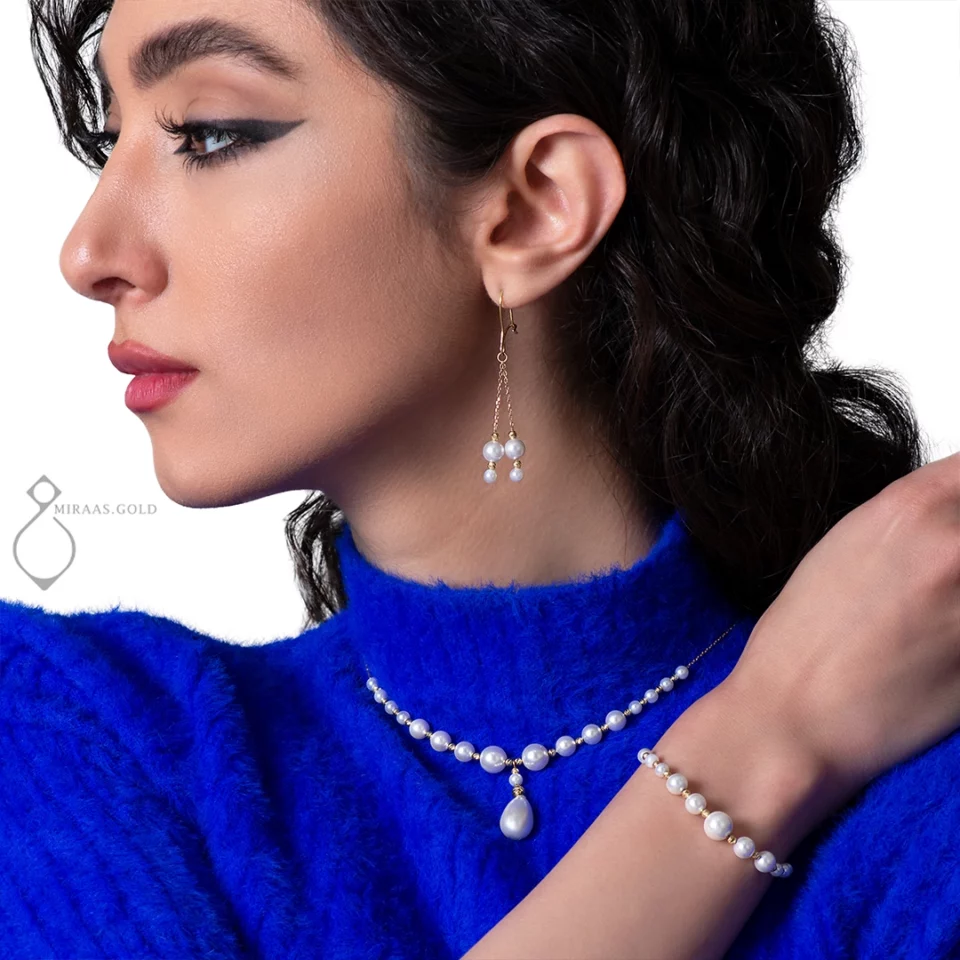 سرویس طلا مرواریدی ظریف کد 112