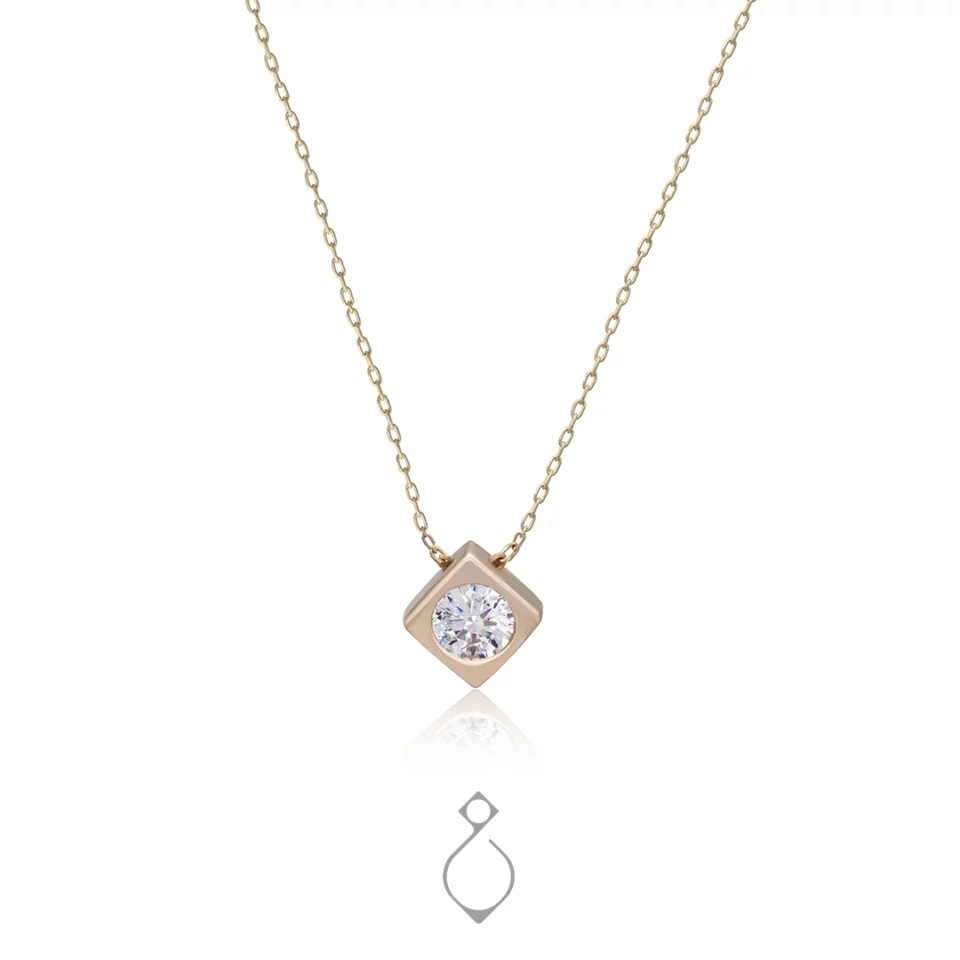 گردنبند طلا طرح تک نگین کد 171