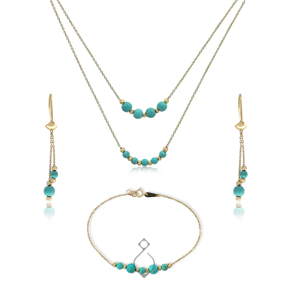 سرویس طلا طرح گوی فیروزه کد 111