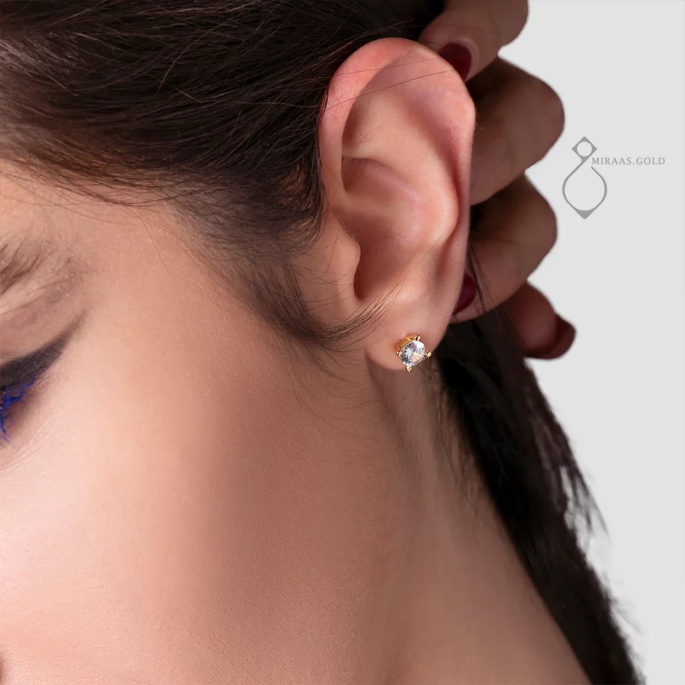 گوشواره طلا میخی طرح جواهر کد 119