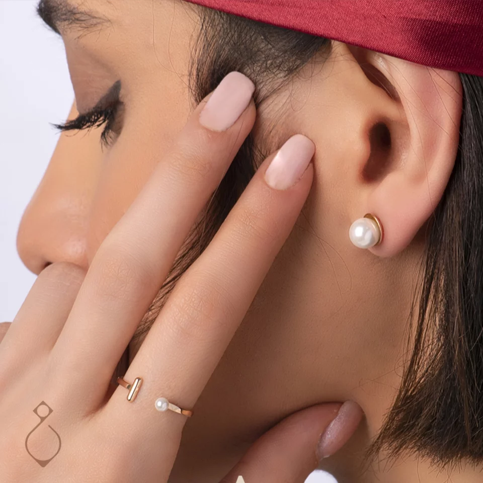 گوشواره طلا میخی طرح پرل کد 117