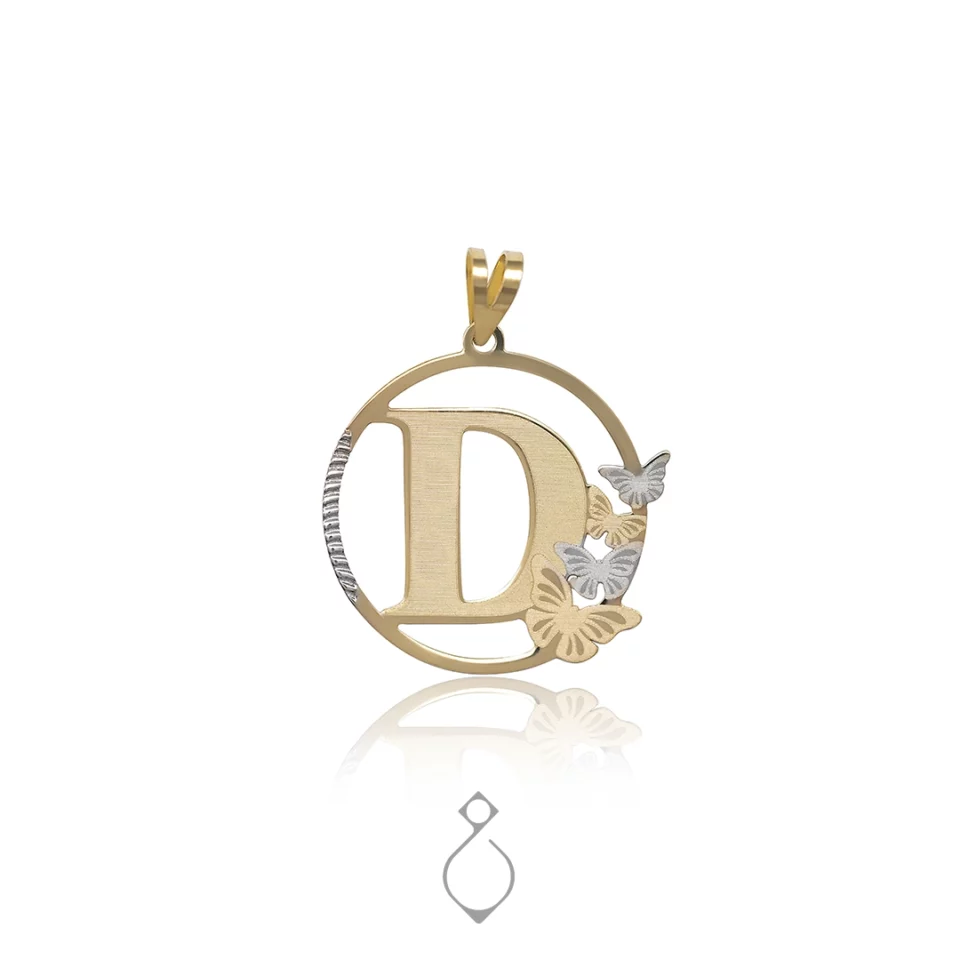 پلاک طلا لیزری طرح حرف دی کد 125