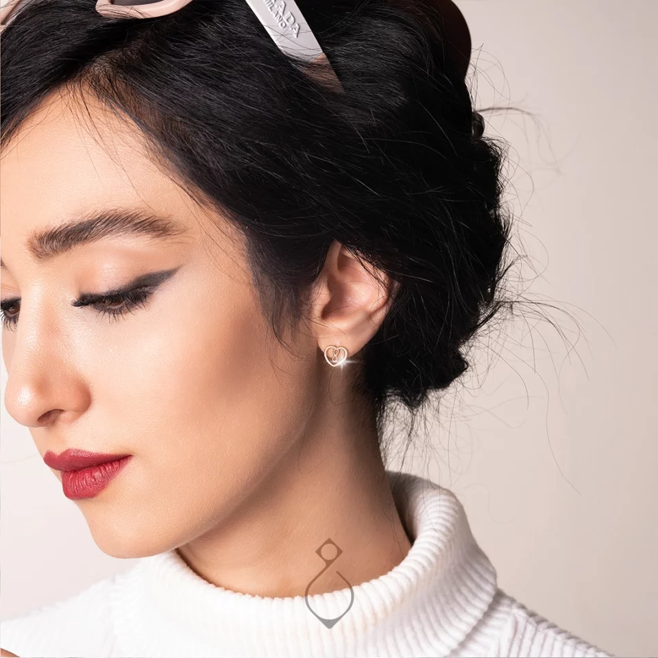 گوشواره ماکان میخی طرح قلب کد 121