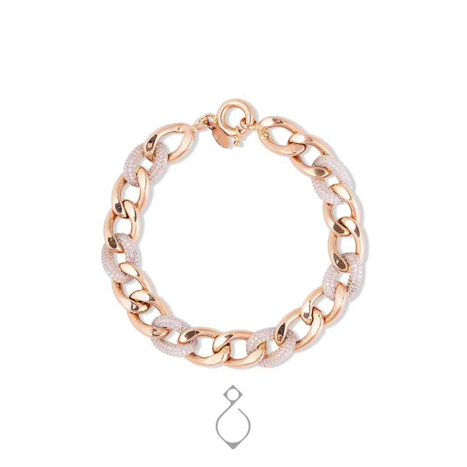 دستبند طلا زنجیری کارتیر نگین دار کد 116