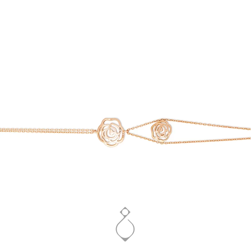 دستبند ظریف طلا طرح رز دوبل کد 117