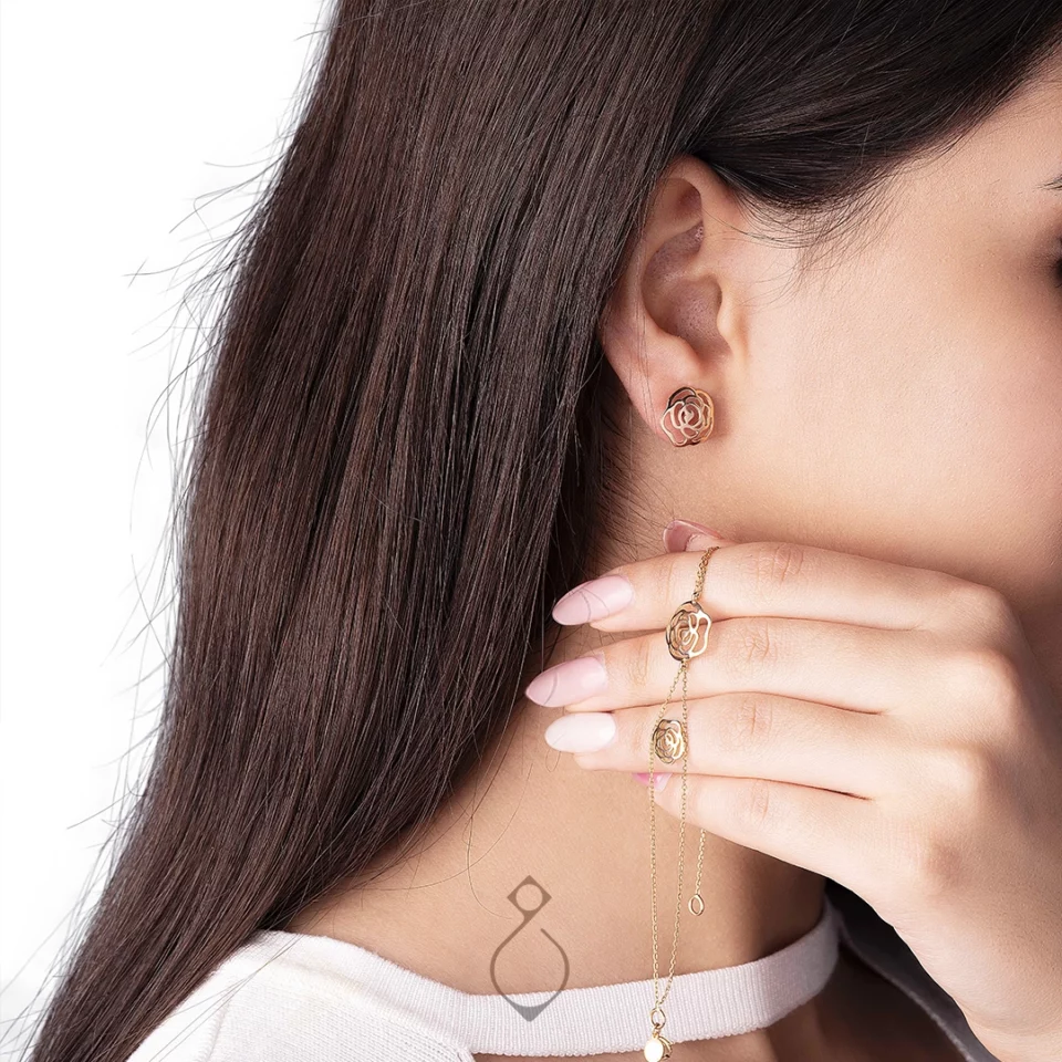 دستبند ظریف طلا طرح رز دوبل کد 117