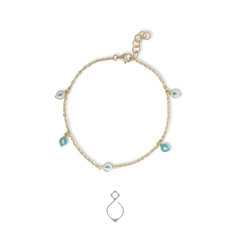 دستبند ظریف طلا طرح چشم نظر کد 114