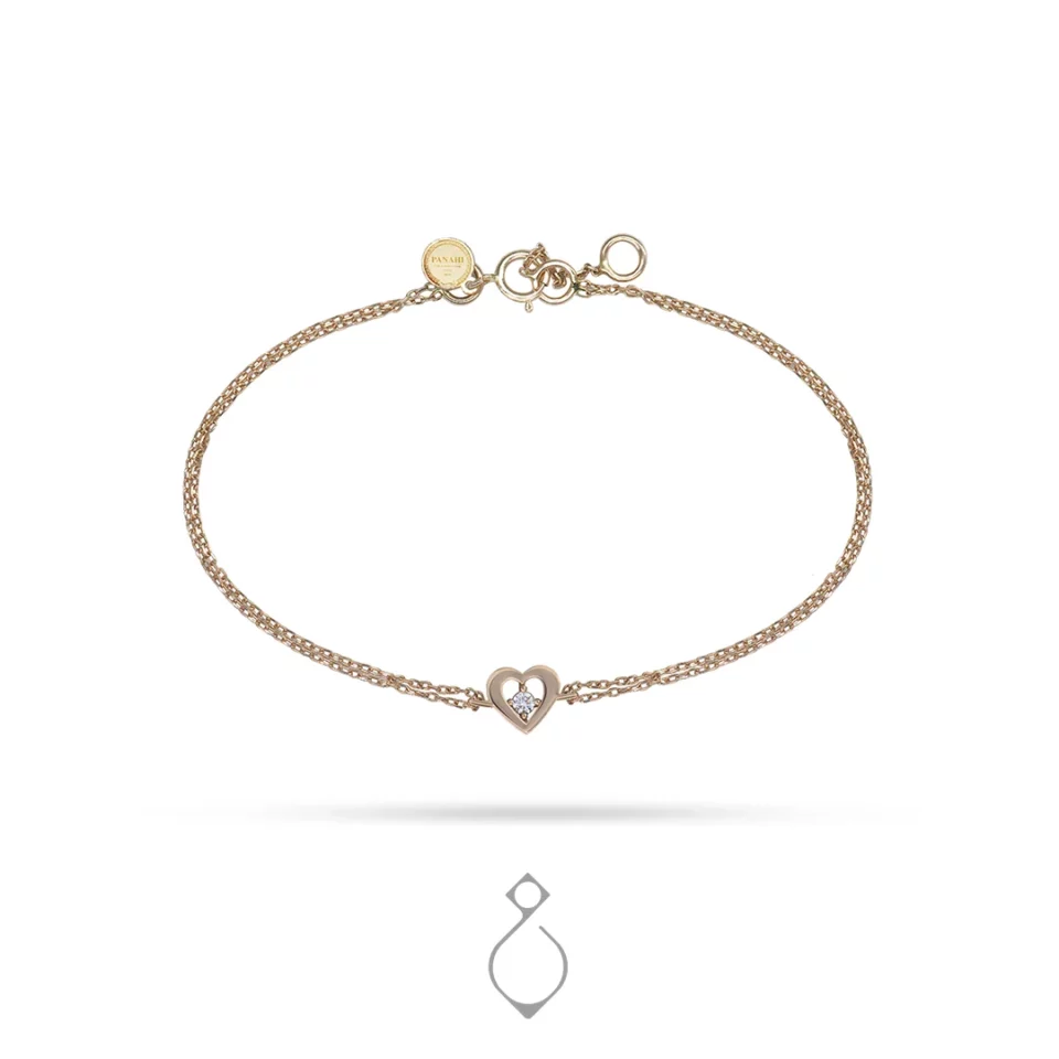 دستبند ظریف طلا طرح نگین قلب کد 110