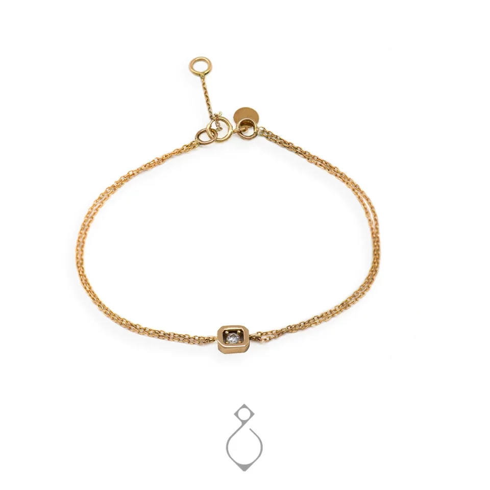 دستبند ظریف طلا طرح تک نگین کد 119