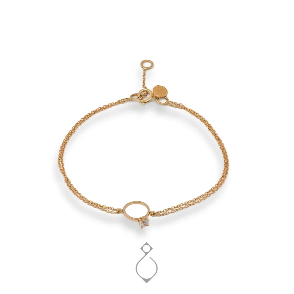 دستبند ظریف طلا طرح حلقه سولیتر کد 118