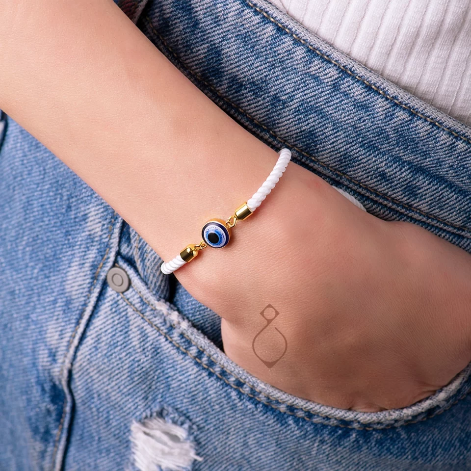 دستبند ظریف طلا طرح اسپرت چشم نظر کد 113