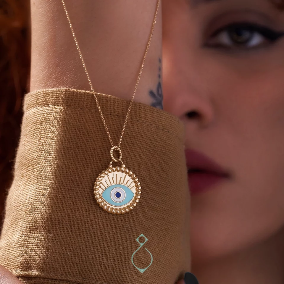 پلاک طلا چشم و نظر آبی کد 128