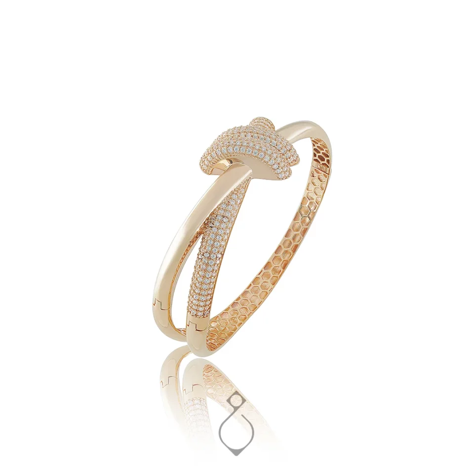 دستبند النگویی طلا طرح کارتیر درخشان کد 120