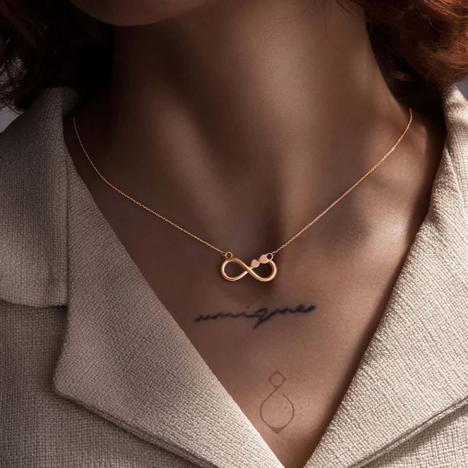 گردنبند طلا طرح بی نهایت عشق کد 177
