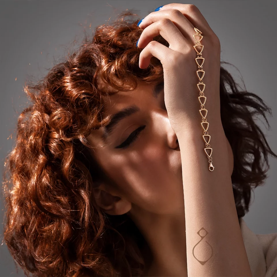 دستبند طلا زنجیری مثلث کد 115