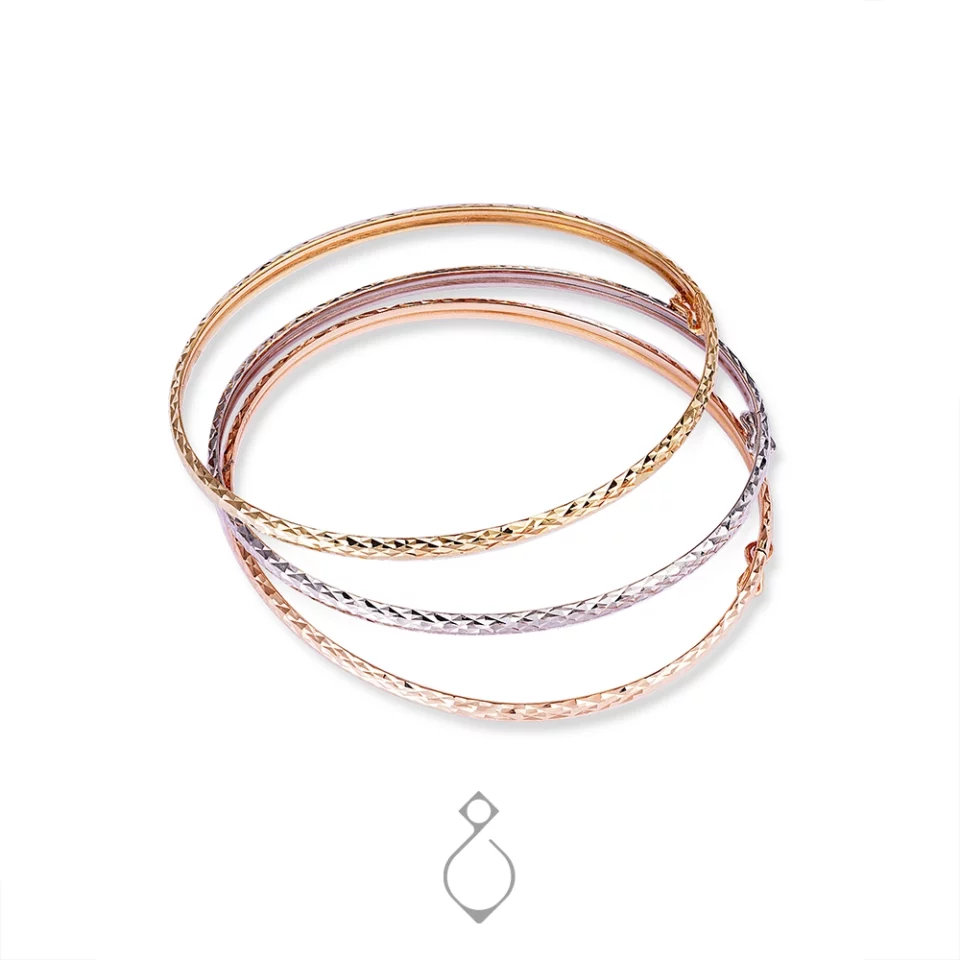 دستبند النگویی ست سه عددی طلا تراش ترک کد 126