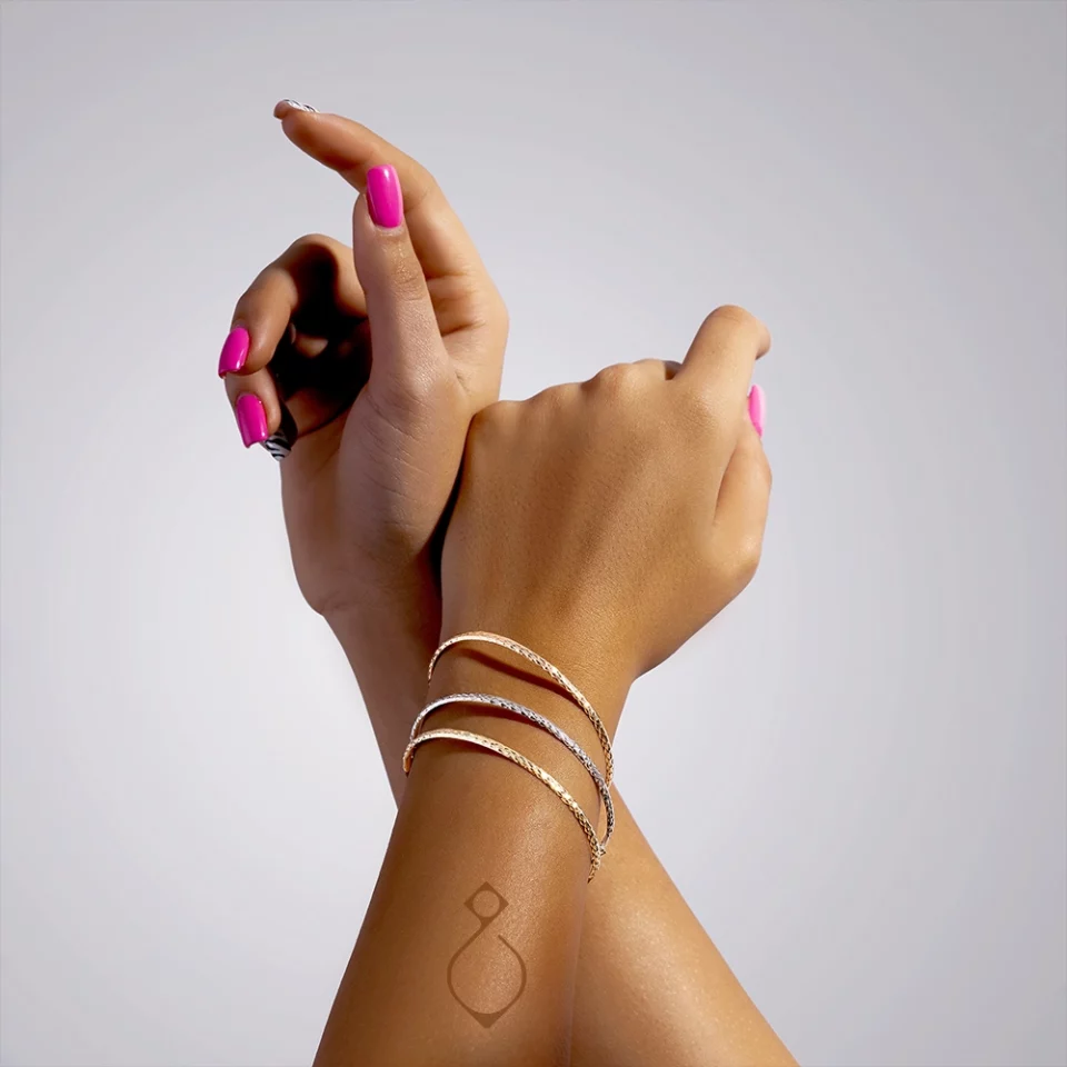 دستبند النگویی ست سه عددی طلا تراش ترک کد 126